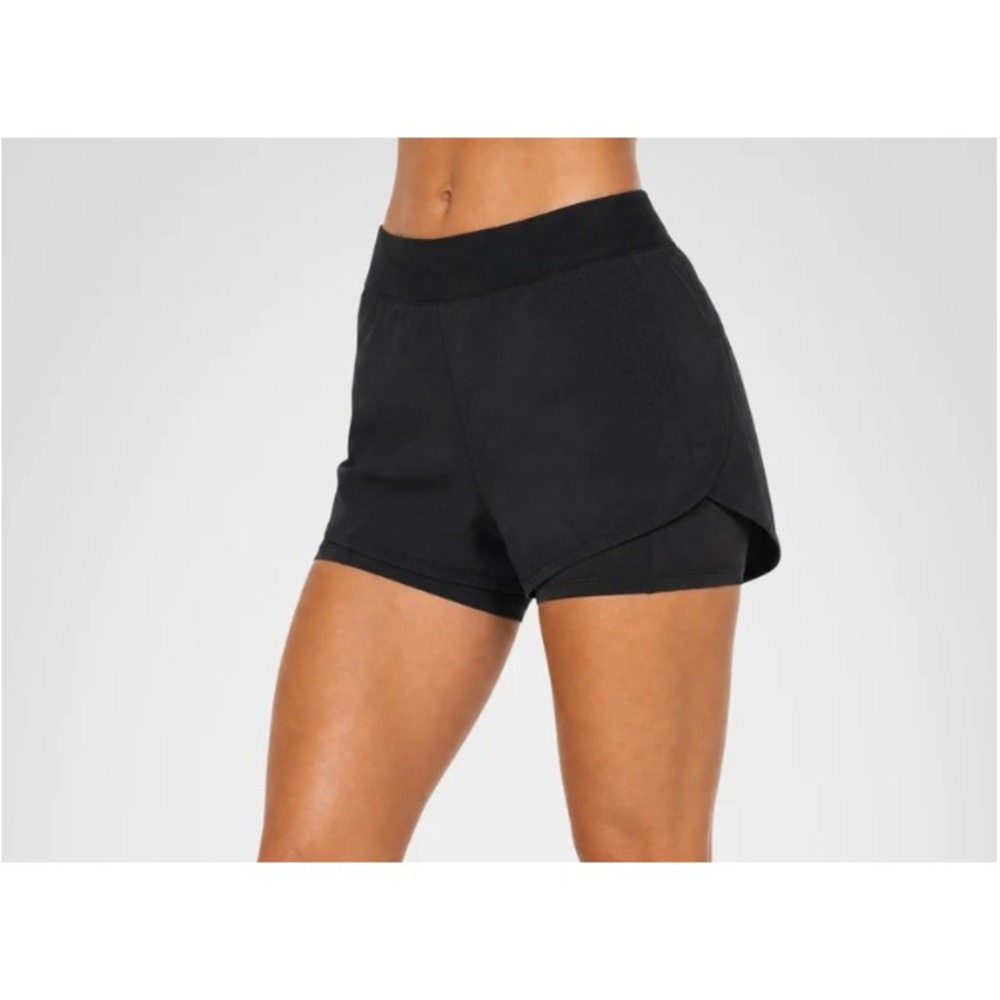 Kyodan Womens Race Mini Running Shorts Size Med Black Zipper Pockets Lined - Picture 3 of 16